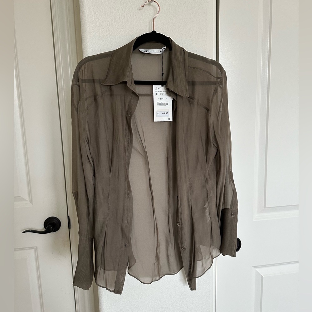 Zara - Sheer Buttoned Blouse